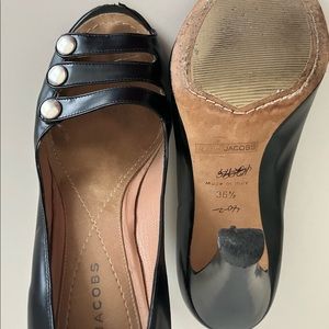 MARC JACOBS open toe high HEELS shoes! In BLACK super SEXY! Size 36.5 6.5 GUC